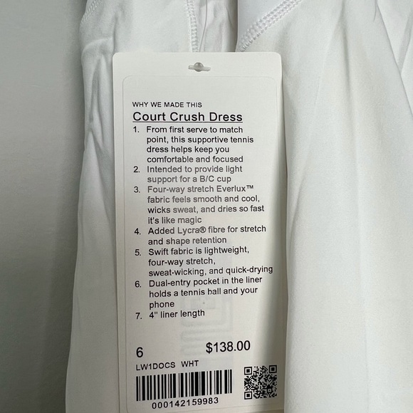 New with Tags- Lululemon Court Crush Tennis Dress - Picture 4 of 5
